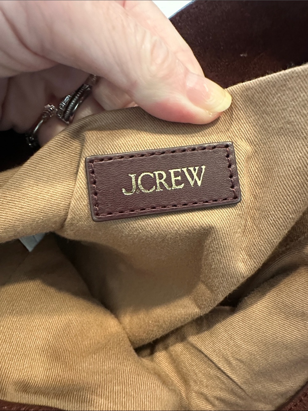 J. Crew Burgundy Berkeley Suede Shoulder Bag with Gold Chain Handle excellent - Picture 8 of 8